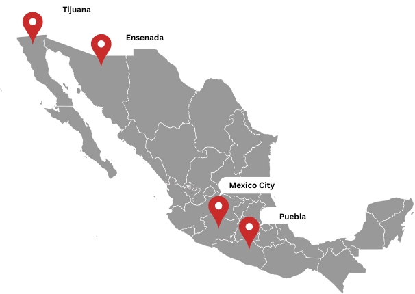 Mexico locations map showing our strategic business centers